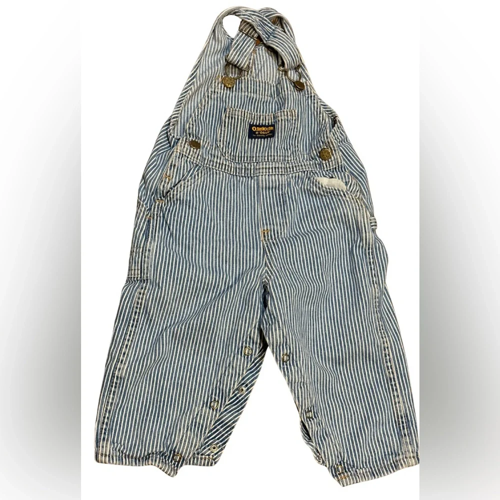 OshKosh B’gosh Toddler Railroad‎ Stripe Overalls 24M Cotton Vintage Workwear
